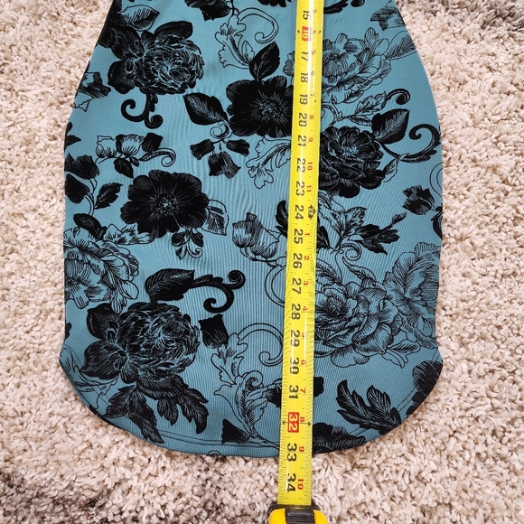 Seduction Teal and Black Velour Bodycon Dress Size Small - Picture 6 of 8